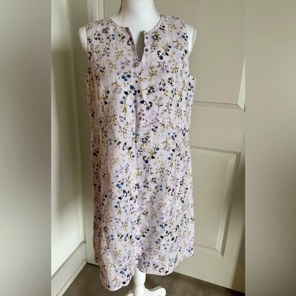 J. Jill Pale lilac Watercolor Vines Linen Dress - Picture 2 of 5